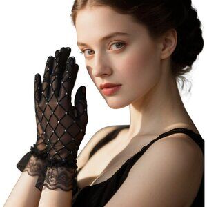 Women's Sparkly Black 1 Lace Gloves Daily Use Opera Evening Tea Party Prom